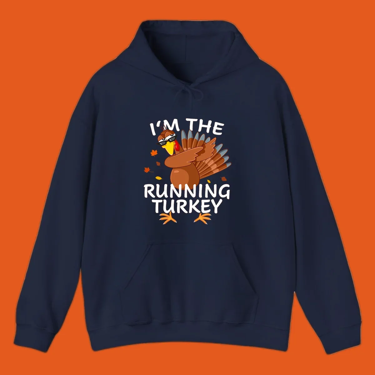 Running turkey graphic with text 'I'm The Running Turkey', for Thanksgiving Day Trot runners.