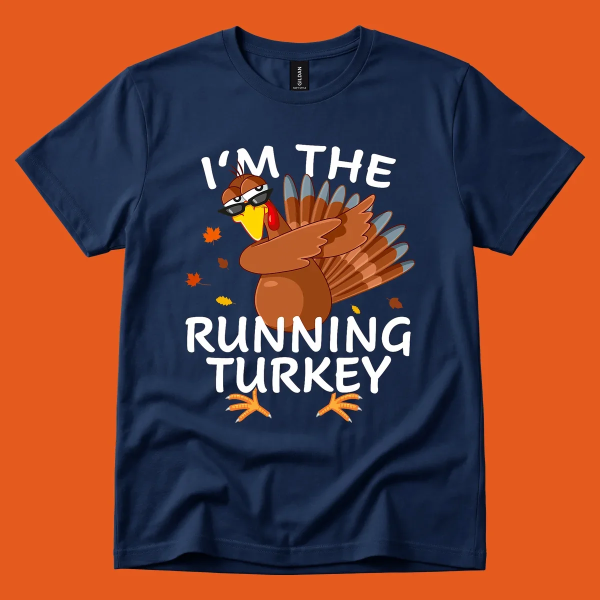 Running turkey graphic with text 'I'm The Running Turkey', for Thanksgiving Day Trot runners.
