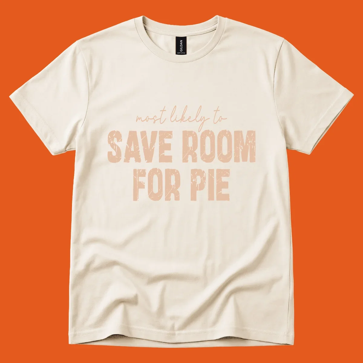 Text design "Most Likely To Save Room For Pie" for Thanksgiving runners.