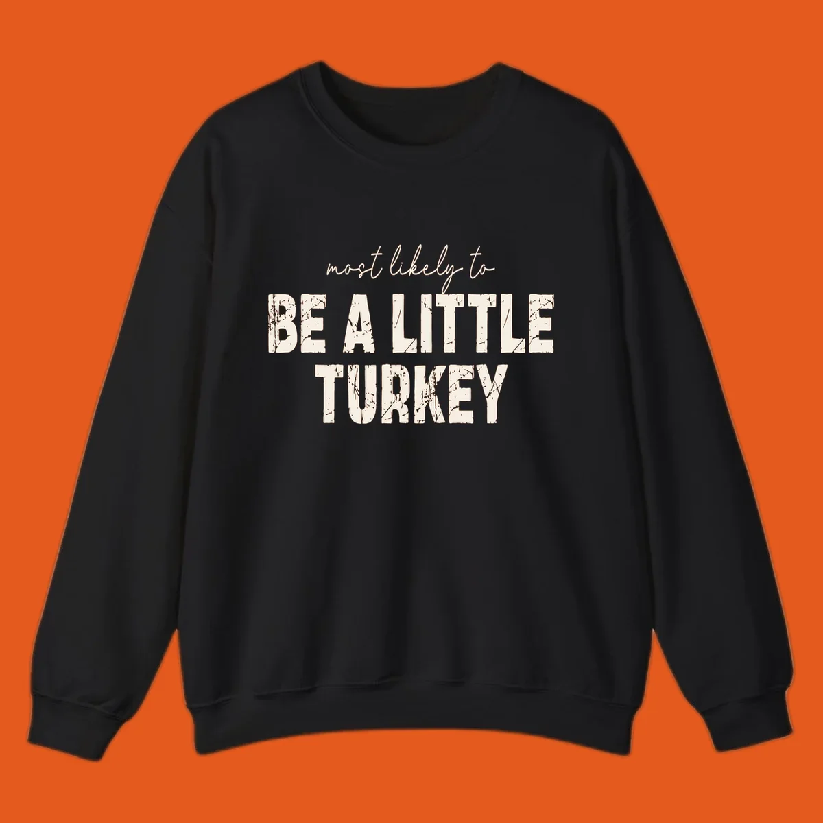 Text design 'Most Likely To Be A Little Turkey' for Turkey Trot runners.