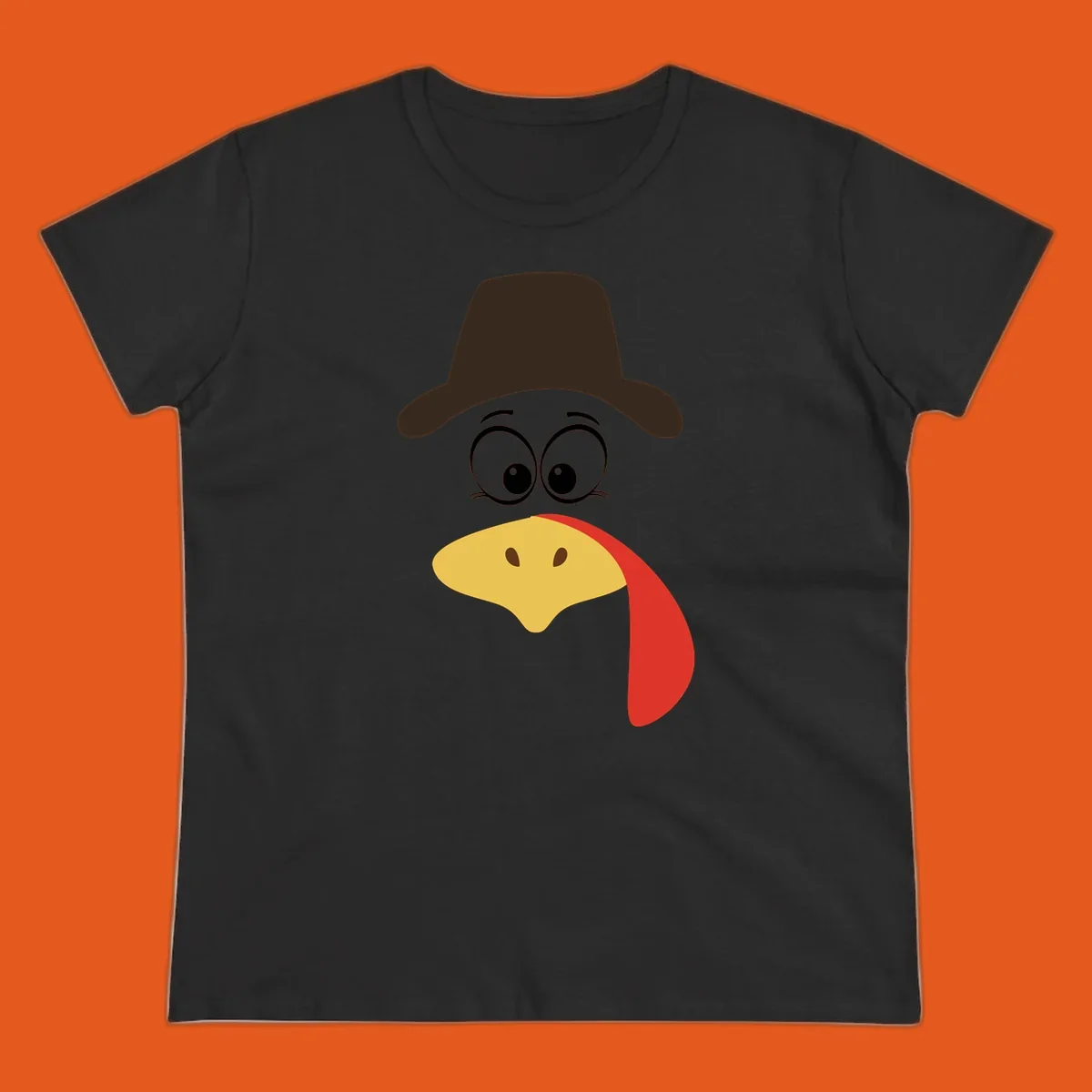 Cartoon turkey face wearing a cowboy hat, graphic for Turkey Trot runs.