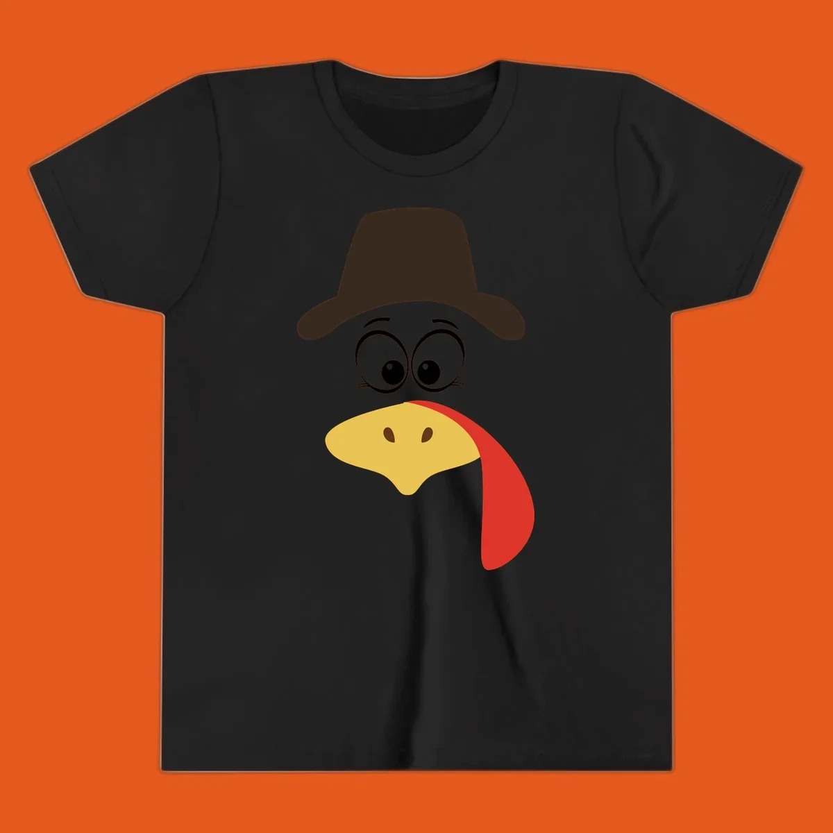 Cartoon turkey face wearing a cowboy hat, graphic for Turkey Trot runs.