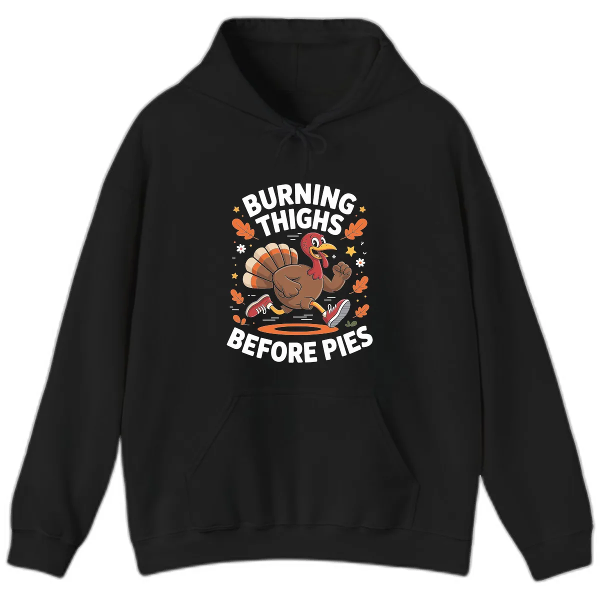 Running Turkey Burn Thighs Before Pies Hoodie in Black