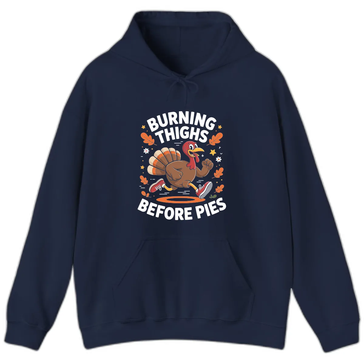 Running Turkey Burn Thighs Before Pies Hoodie in Navy