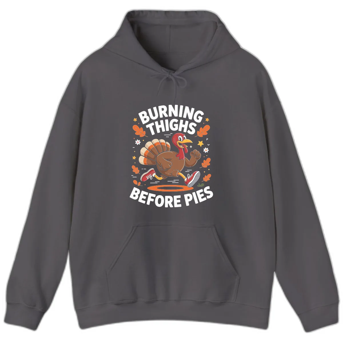 Running Turkey Burn Thighs Before Pies Hoodie in Charcoal