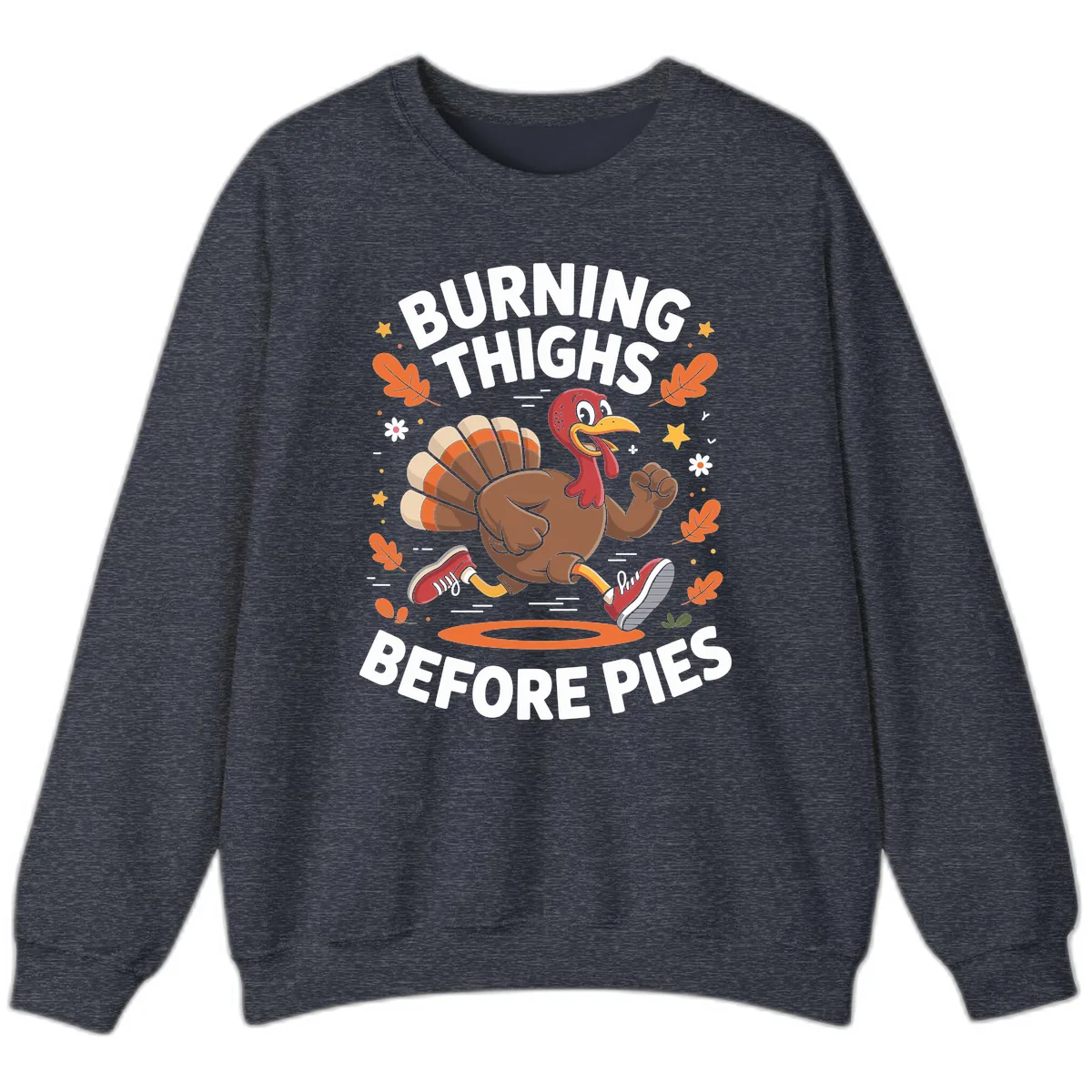 Running Turkey Burn Thighs Before Pies Sweatshirt in Heather Sport Dark Navy
