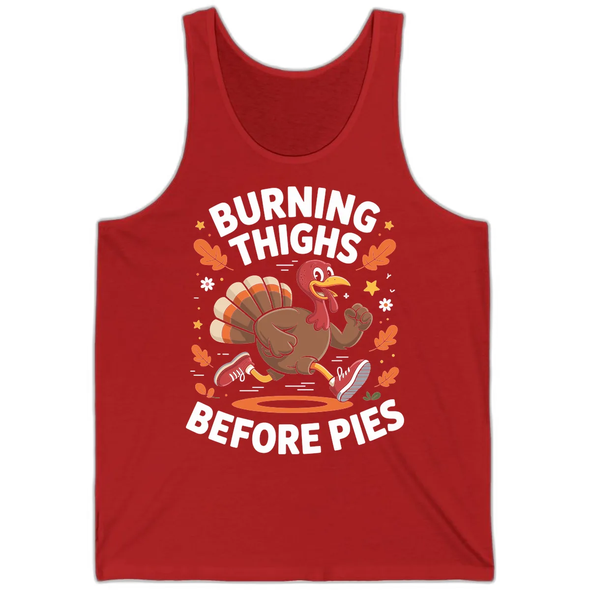 Running Turkey Burn Thighs Before Pies Tank in Red