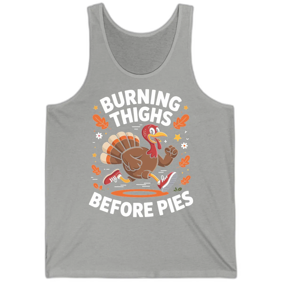 Running Turkey Burn Thighs Before Pies Tank in Athletic Heather