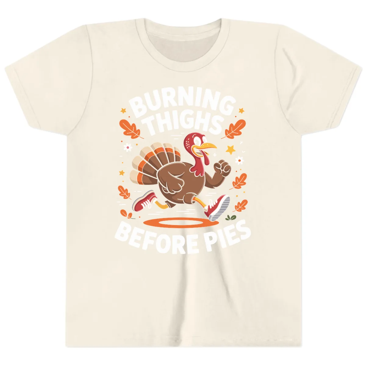 Running Turkey Burn Thighs Before Pies Youth T-Shirt in Natural