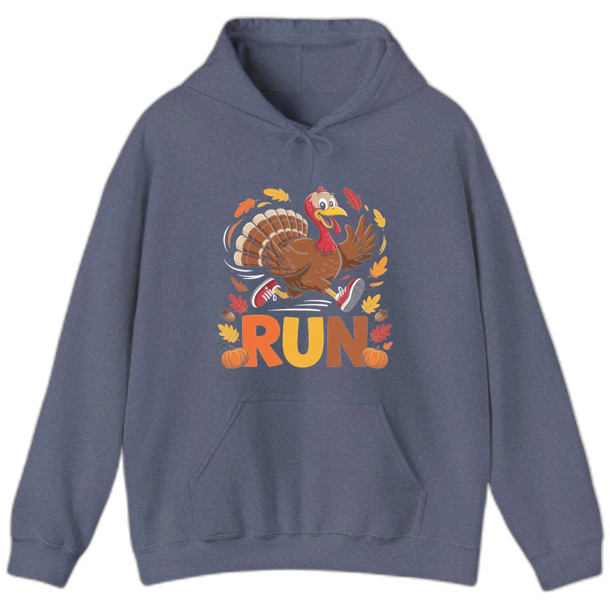 Running Turkey Trot 5k Hoodie in Heather Navy