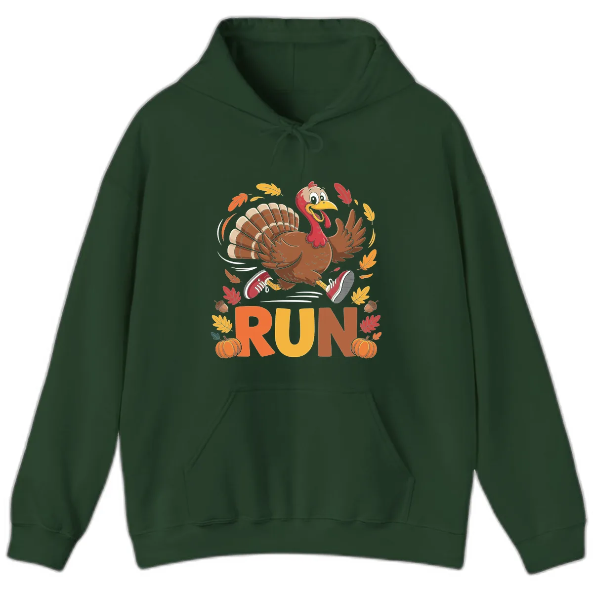 Running Turkey Trot 5k Hoodie in Forest Green
