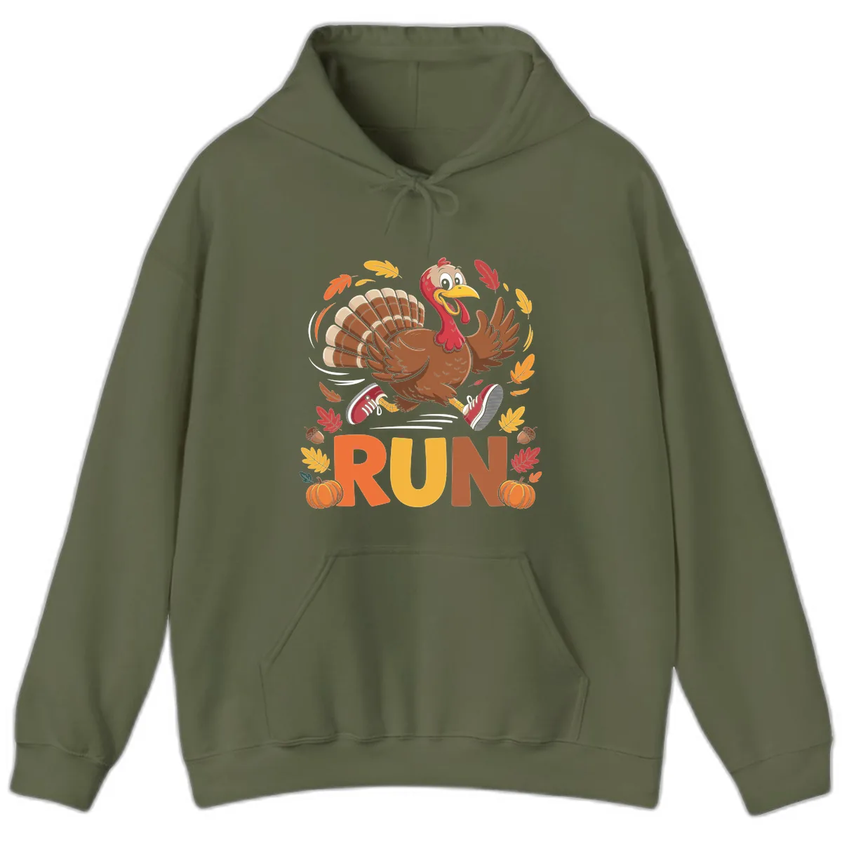 Running Turkey Trot 5k Hoodie in Military Green