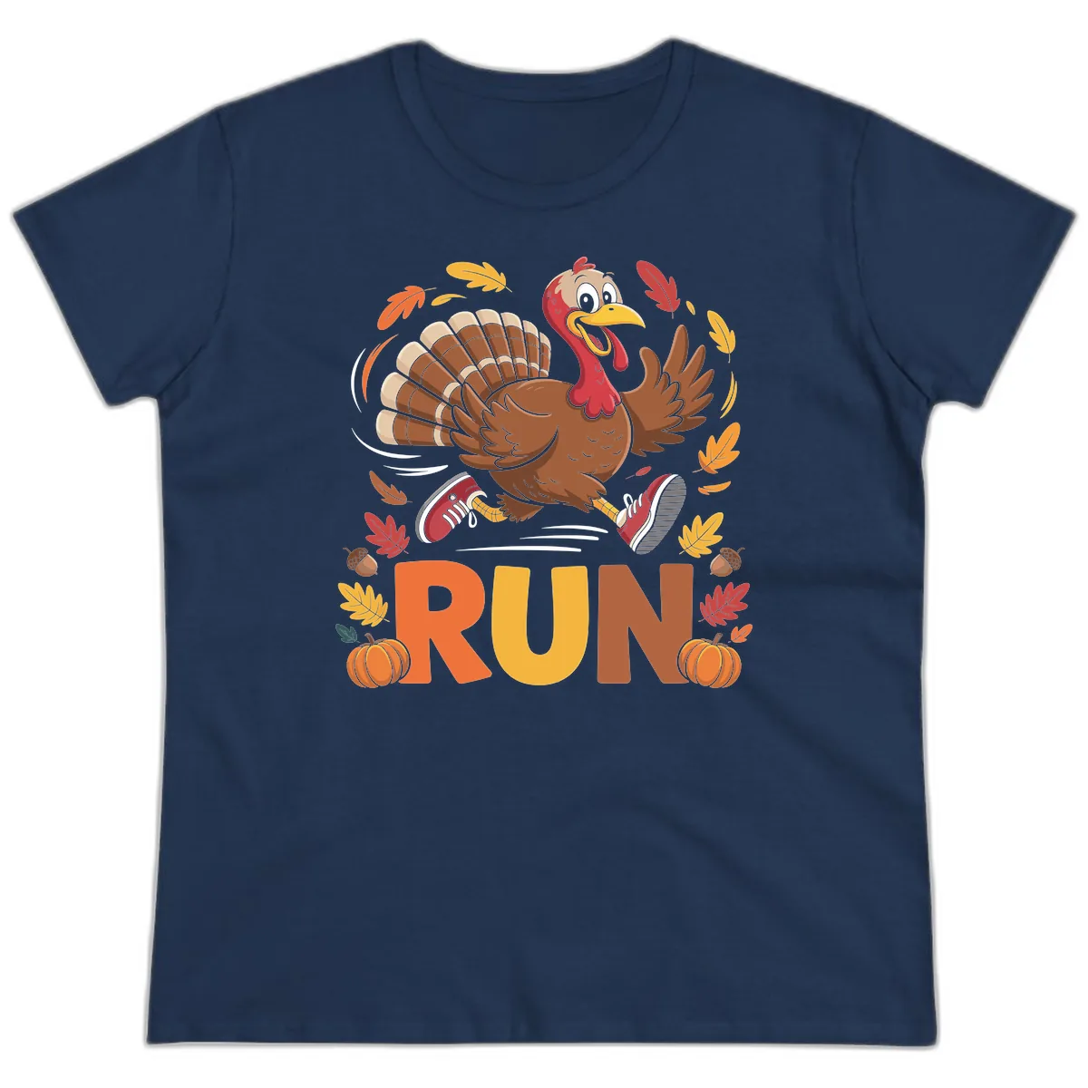 Running Turkey Trot 5k Ladies Tee in Navy