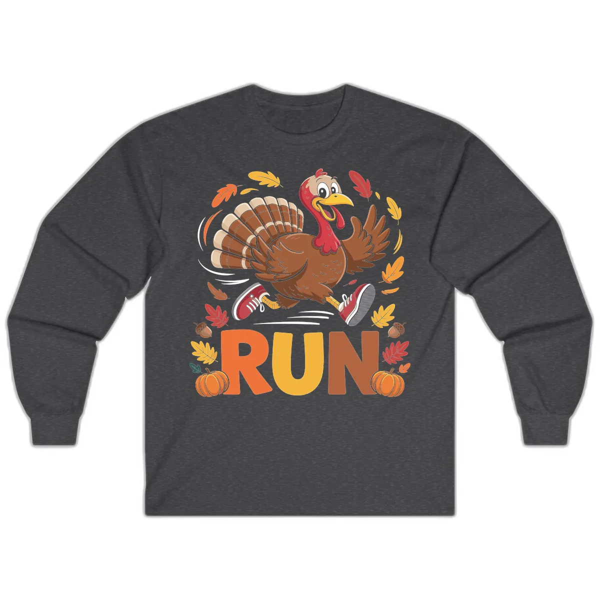 Running Turkey Trot 5k Long Sleeve in Dark Heather