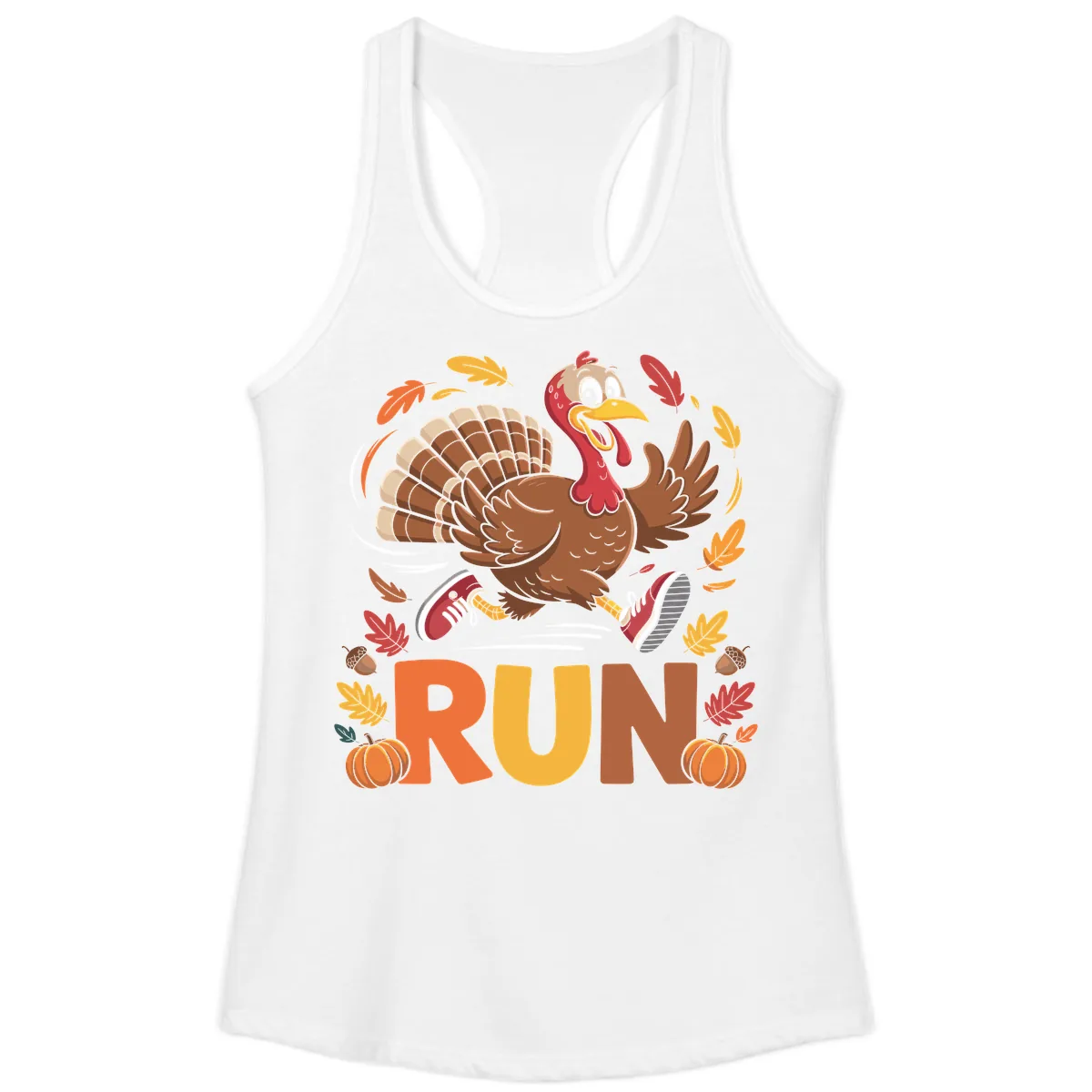 Running Turkey Trot 5k Ladies Tank in White