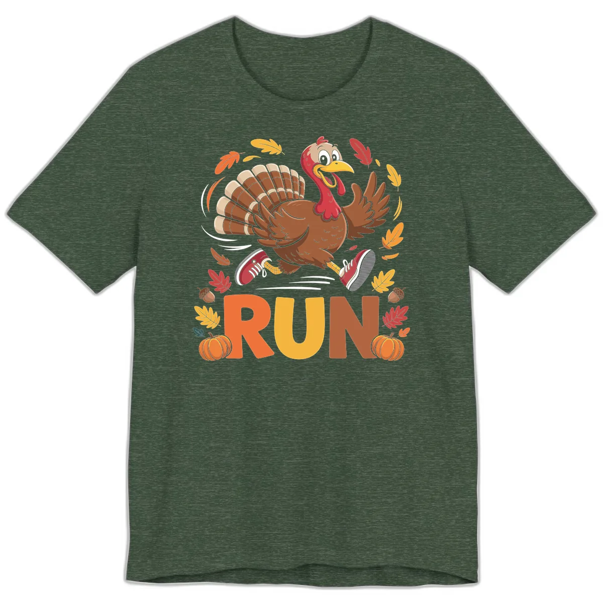 Running Turkey Trot 5k Premium T-Shirt in Heather Forest