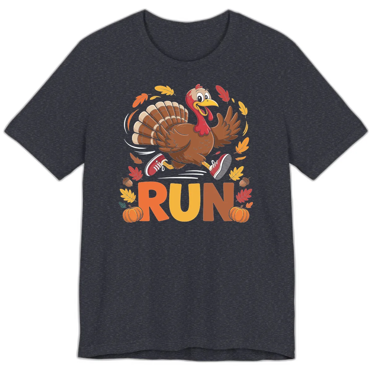 Running Turkey Trot 5k Premium T-Shirt in Heather Navy
