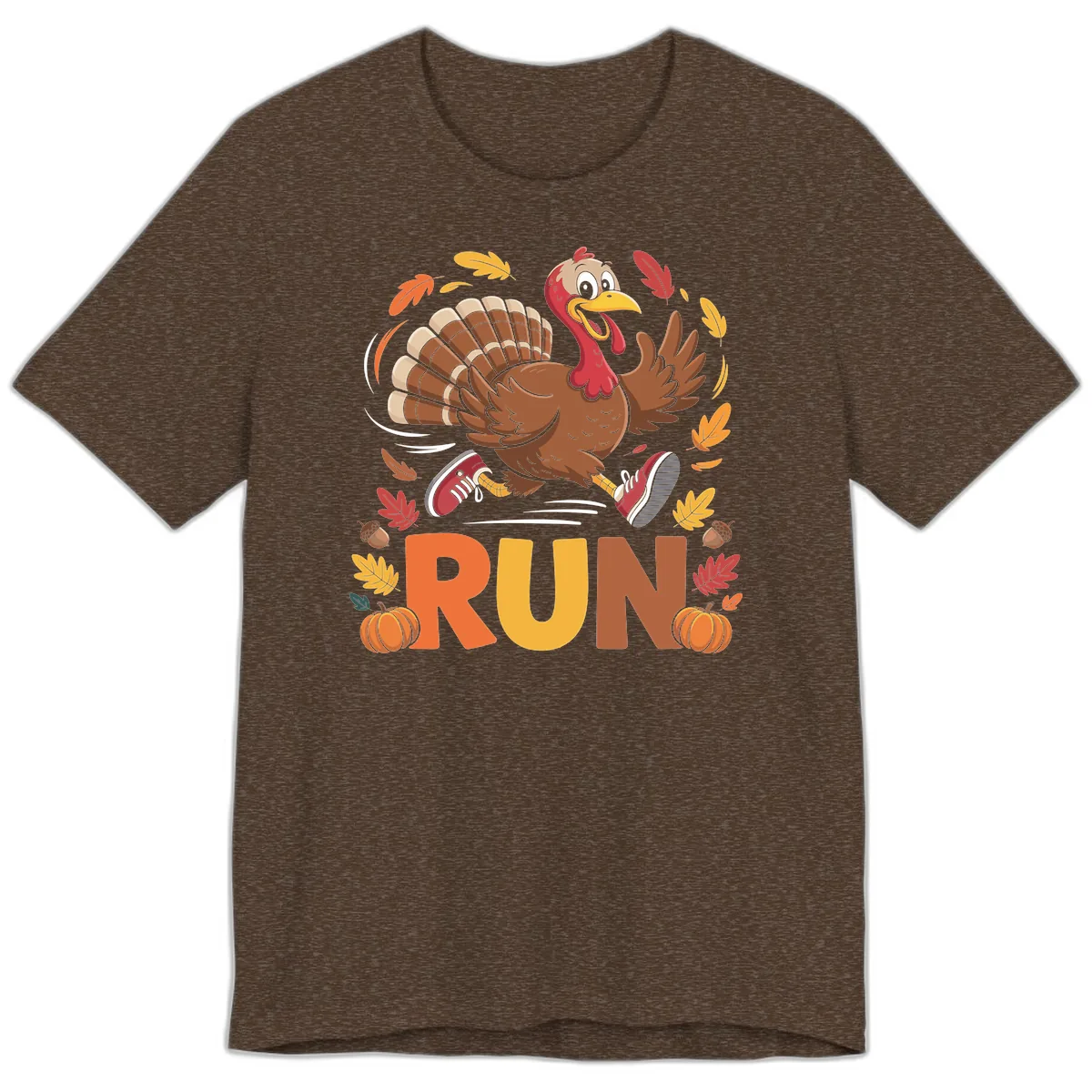 Running Turkey Trot 5k Premium T-Shirt in Heather Brown
