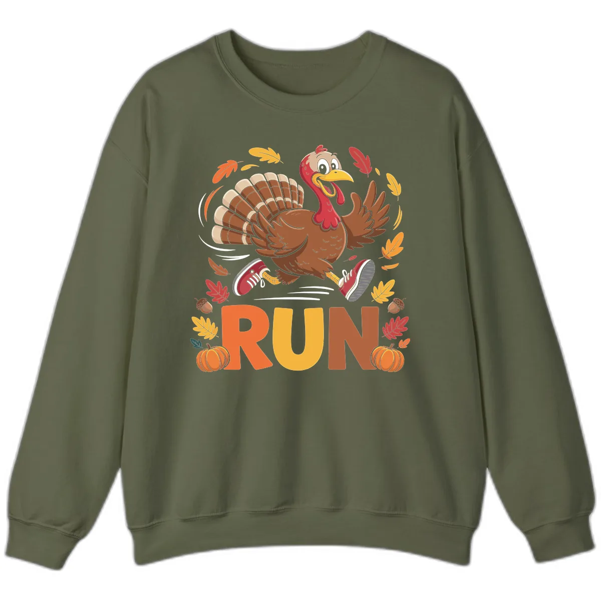 Running Turkey Trot 5k Sweatshirt in Military Green