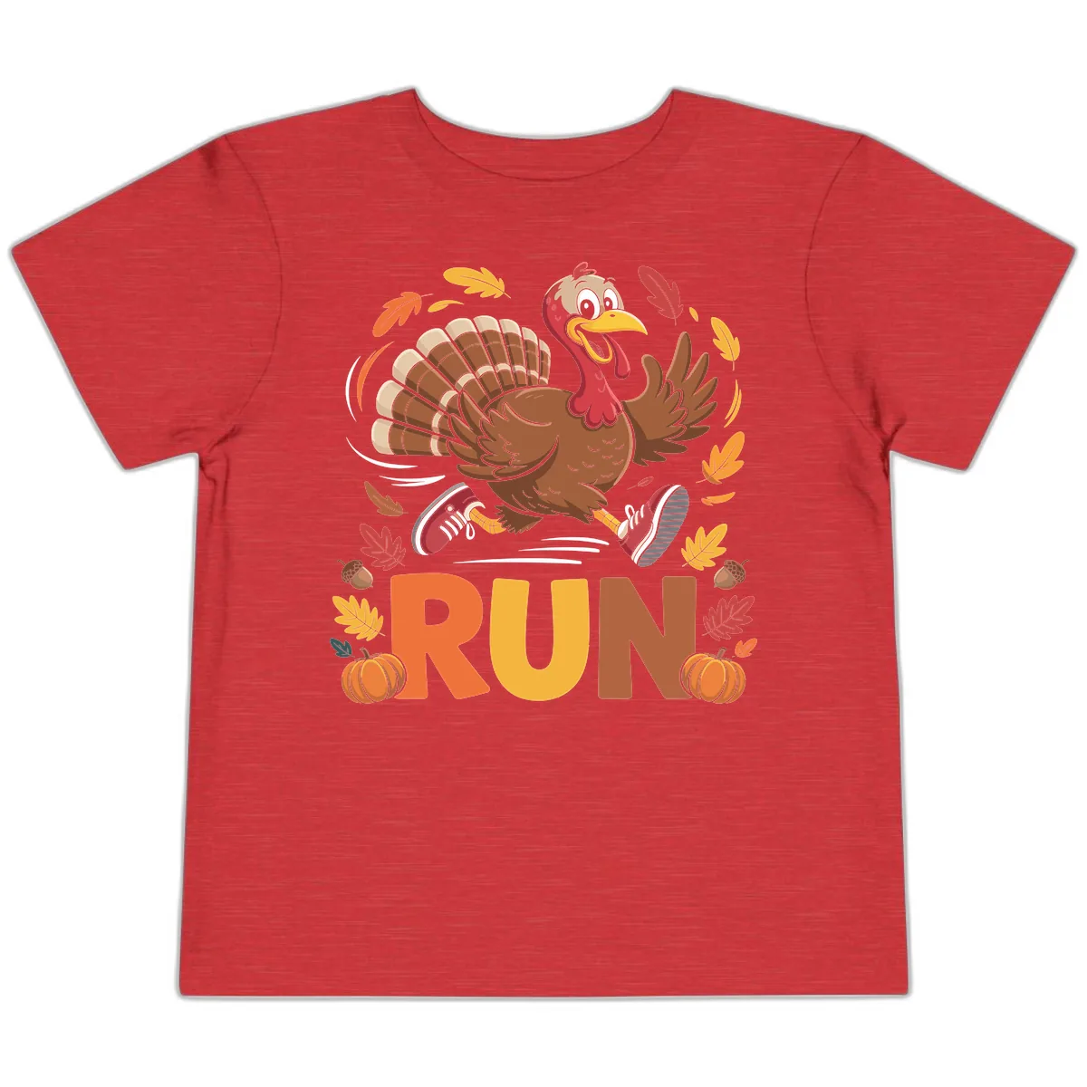Running Turkey Trot 5k Toddler T-Shirt in Heather Red
