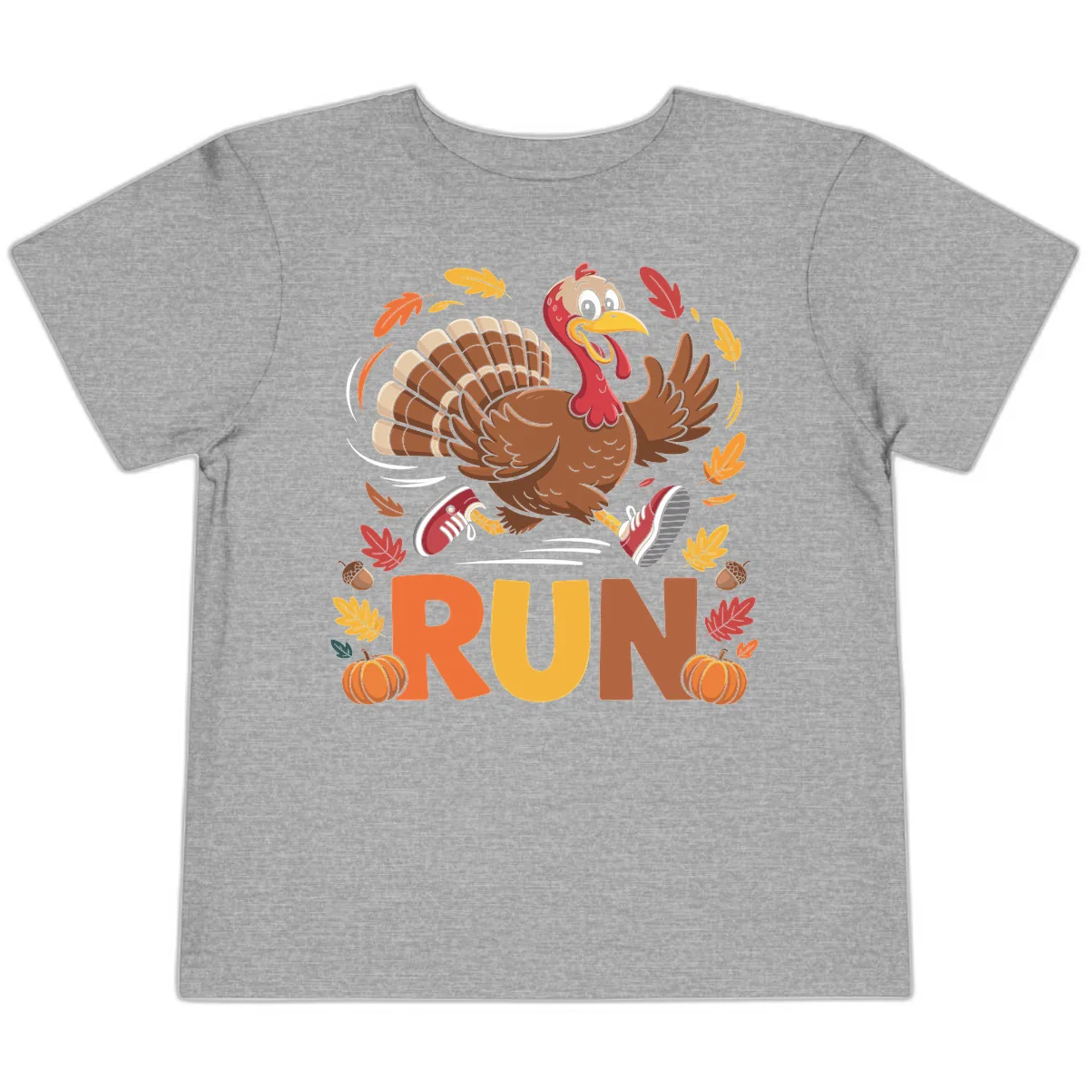 Running Turkey Trot 5k Toddler T-Shirt in Athletic Heather