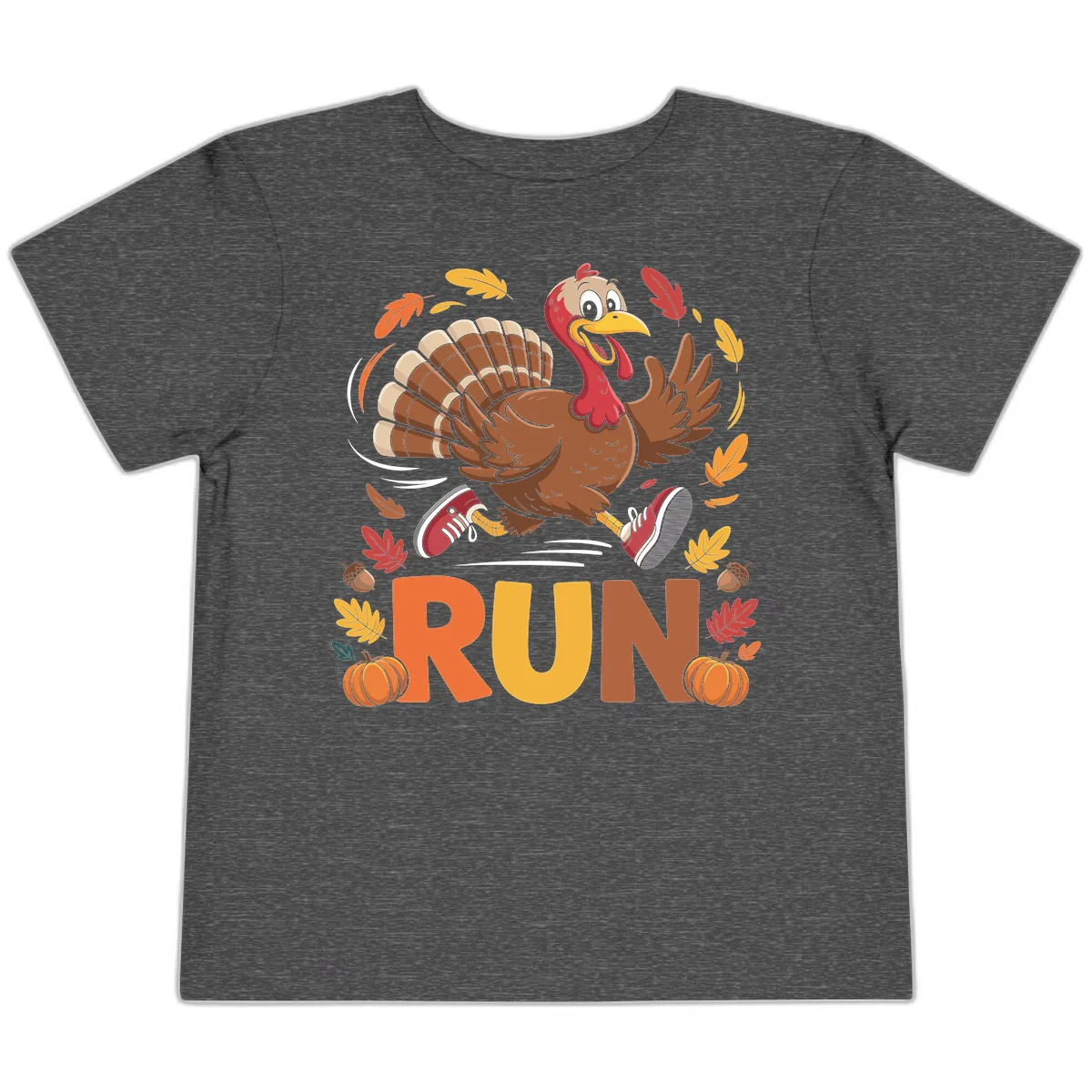 Running Turkey Trot 5k Toddler T-Shirt in Dark Heather Grey