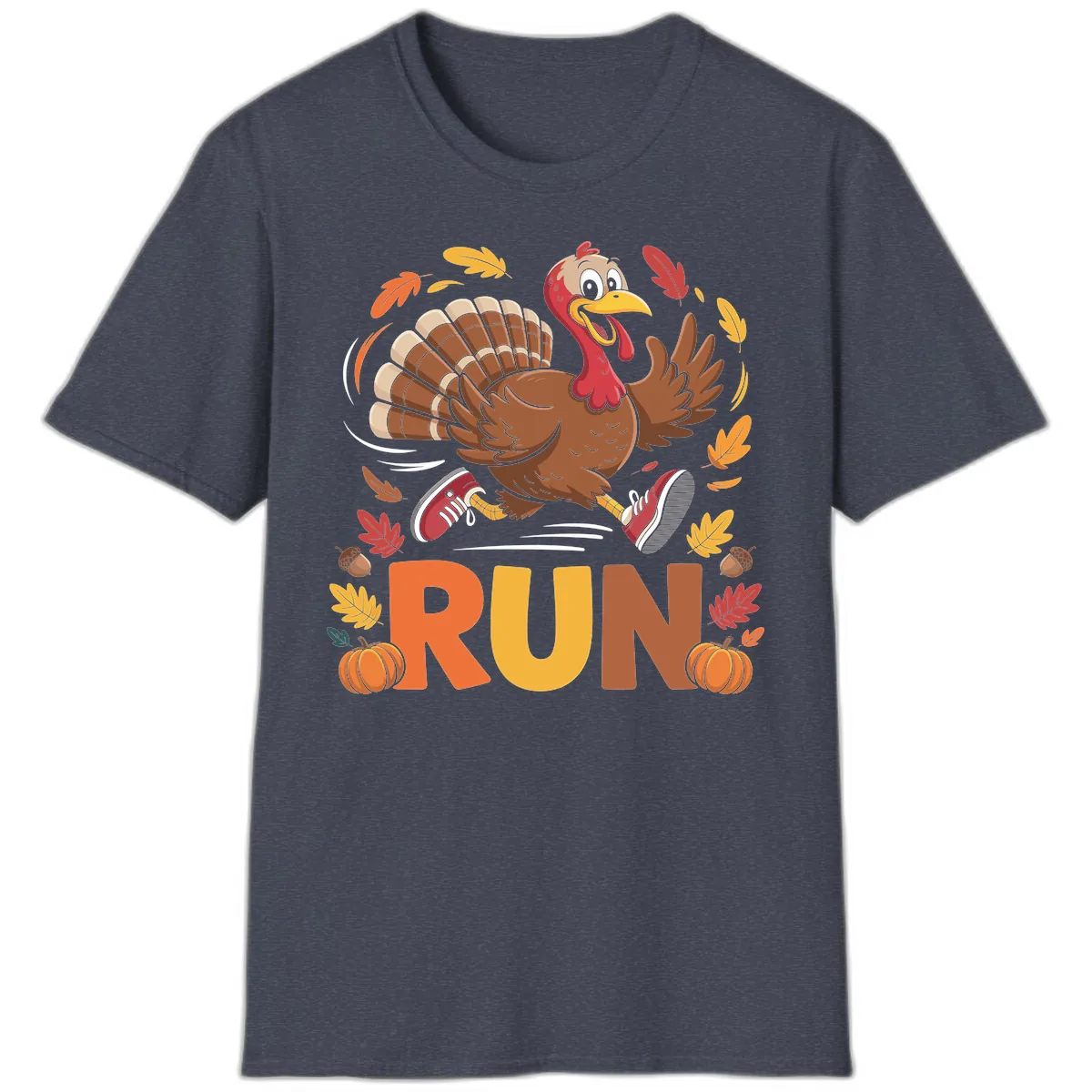 Running Turkey Trot 5k T-Shirt in Heather Navy