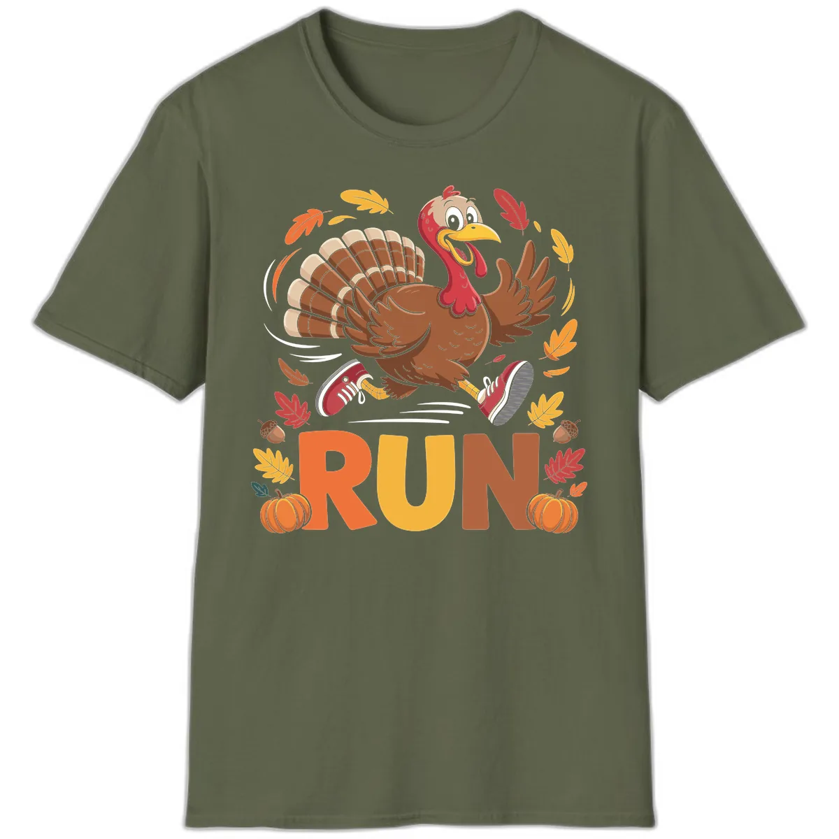 Running Turkey Trot 5k T-Shirt in Military Green