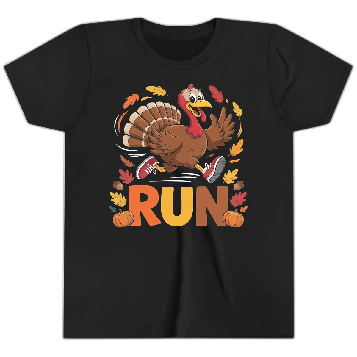 Running Turkey Trot 5k Youth T-Shirt in Black