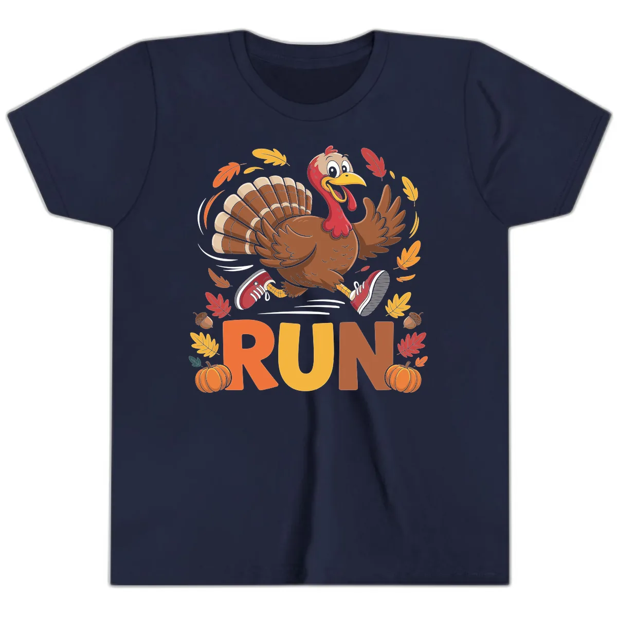 Running Turkey Trot 5k Youth T-Shirt in Navy