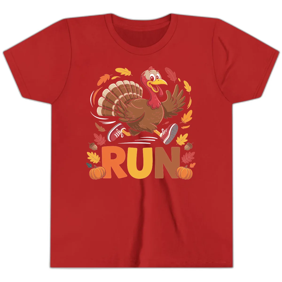 Running Turkey Trot 5k Youth T-Shirt in Red