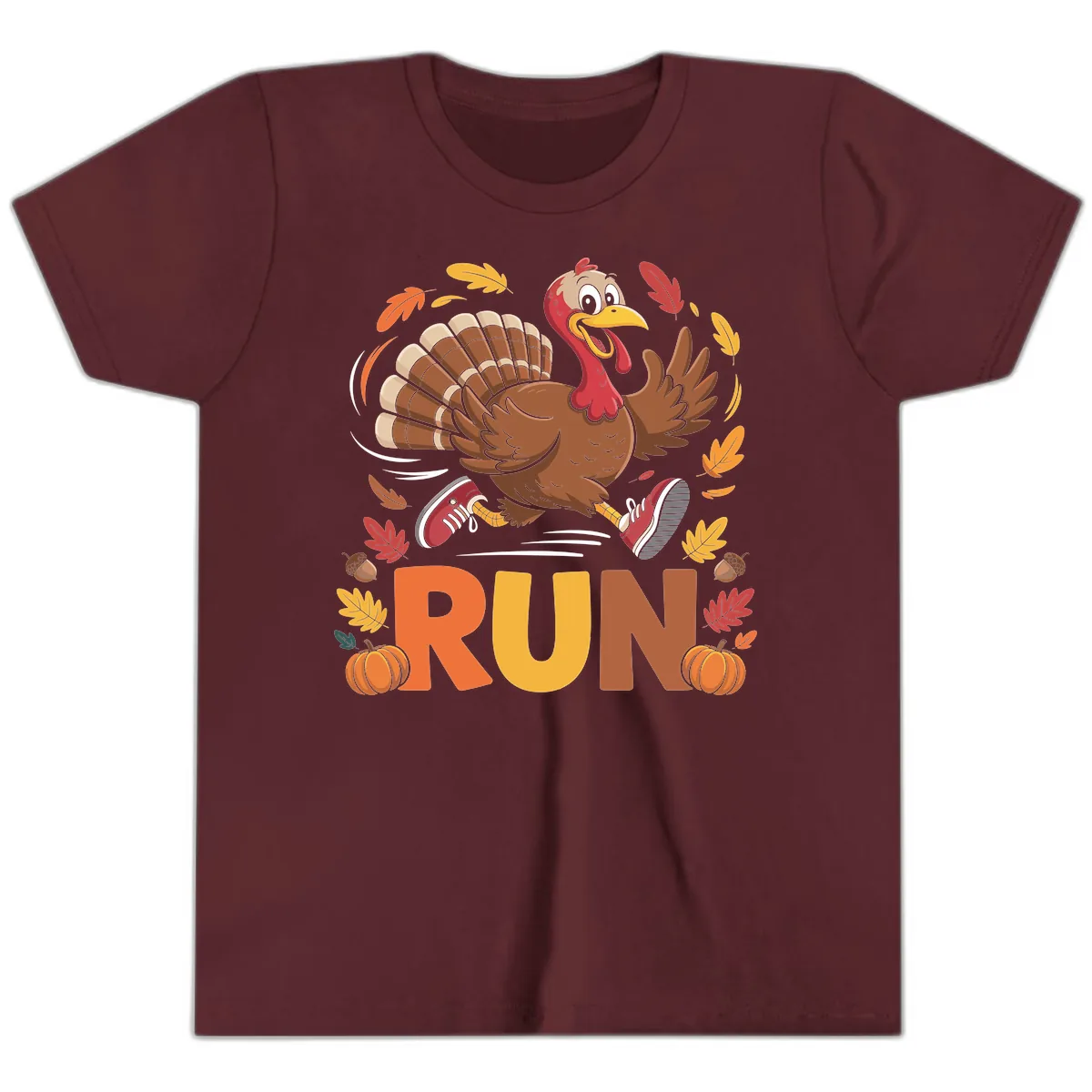 Running Turkey Trot 5k Youth T-Shirt in Maroon