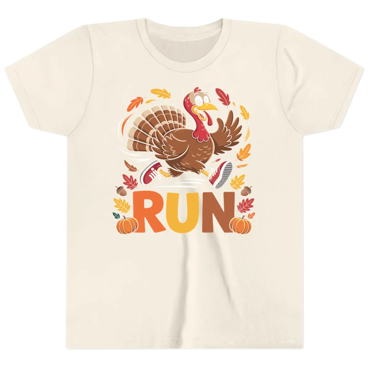 Running Turkey Trot 5k Youth T-Shirt in Natural