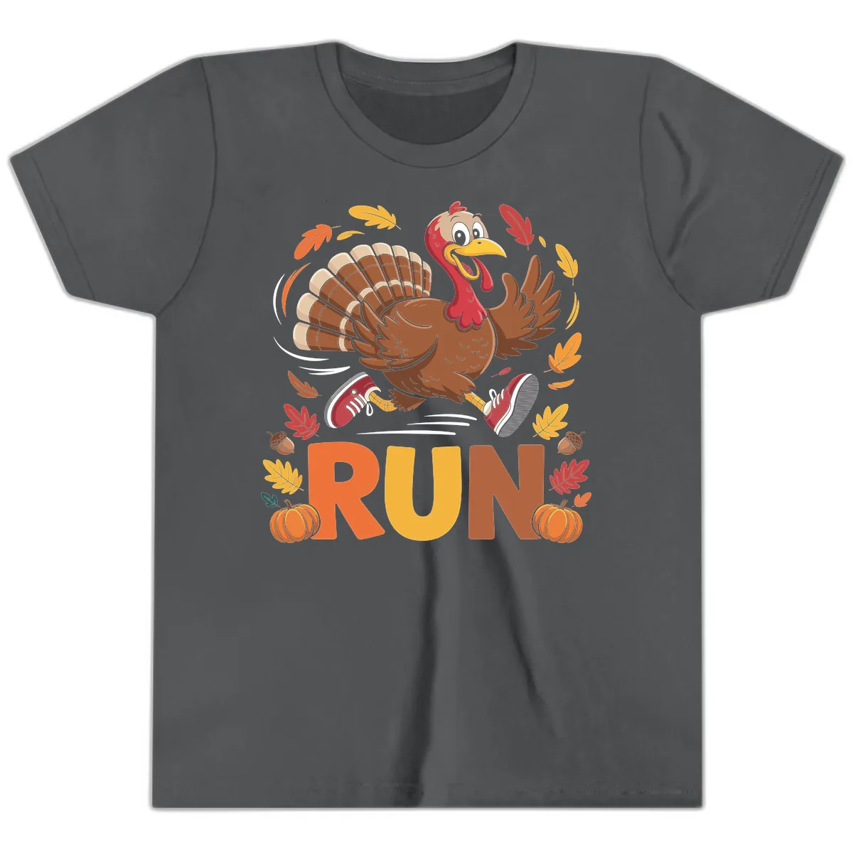 Running Turkey Trot 5k Youth T-Shirt in Asphalt