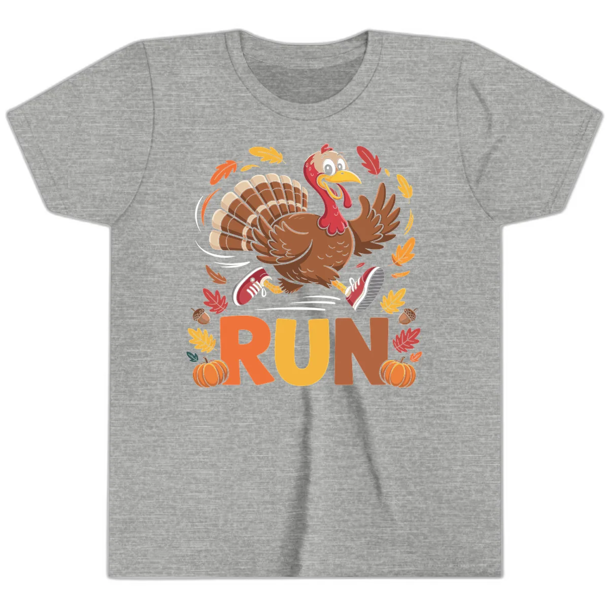 Running Turkey Trot 5k Youth T-Shirt in Athletic Heather