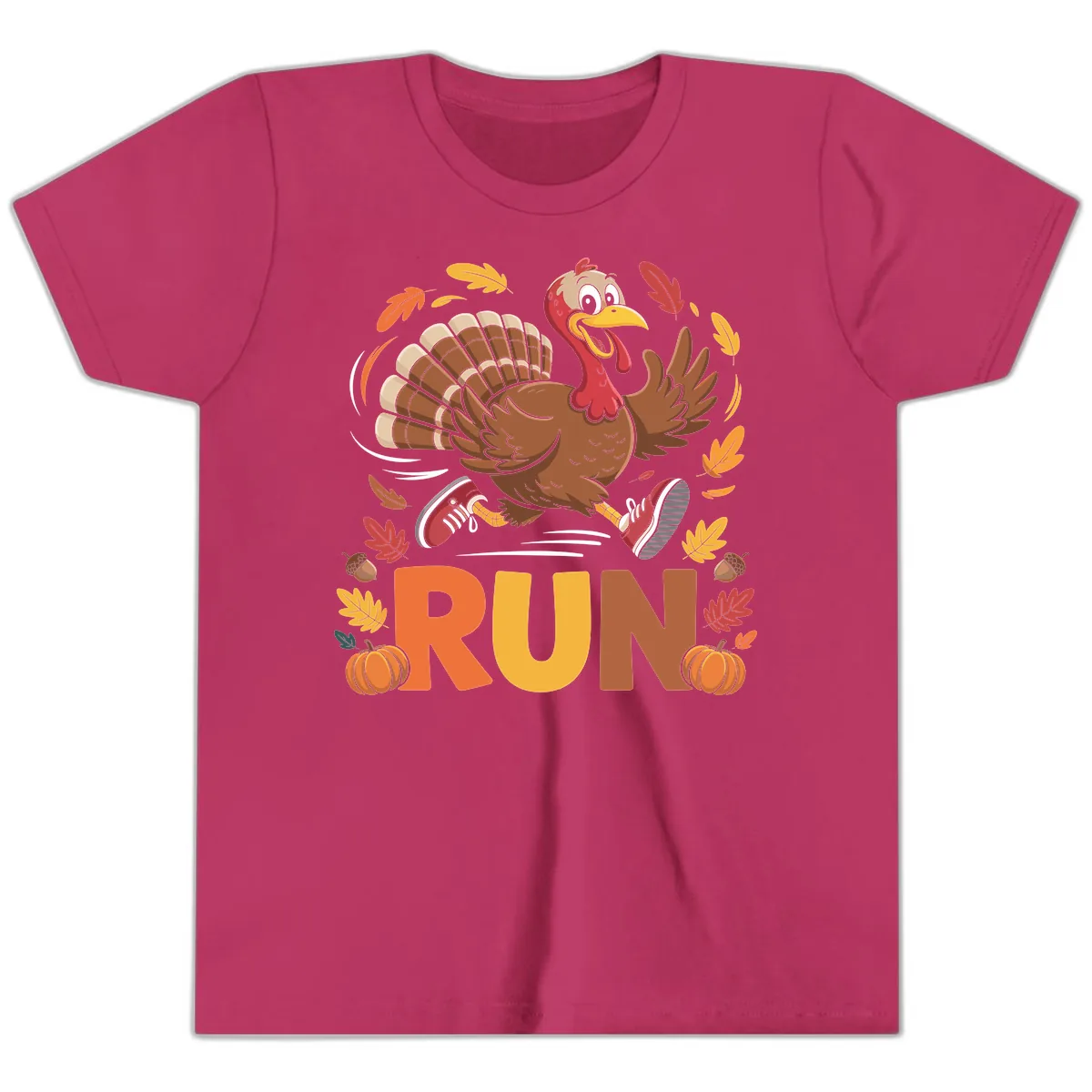 Running Turkey Trot 5k Youth T-Shirt in Berry