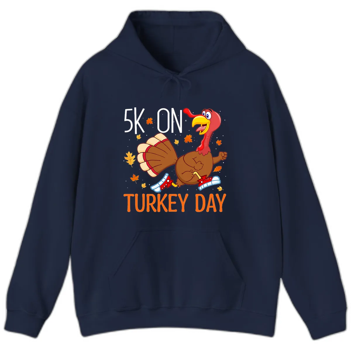 5k On Turkey Day Running Turkey Hoodie in Navy