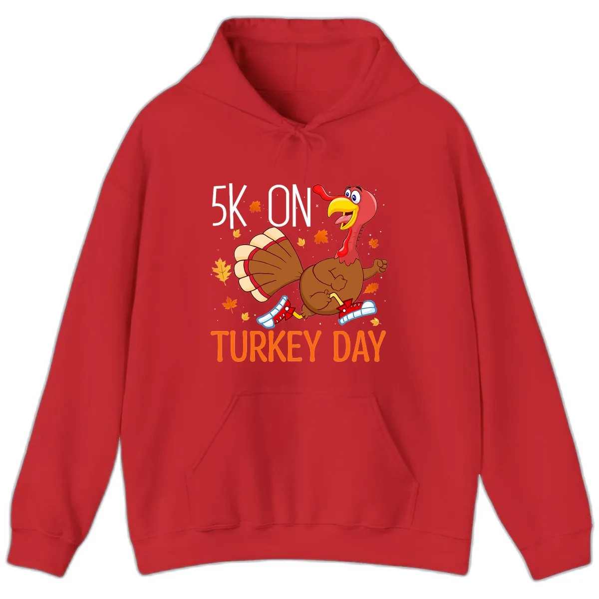 5k On Turkey Day Running Turkey Hoodie in Red