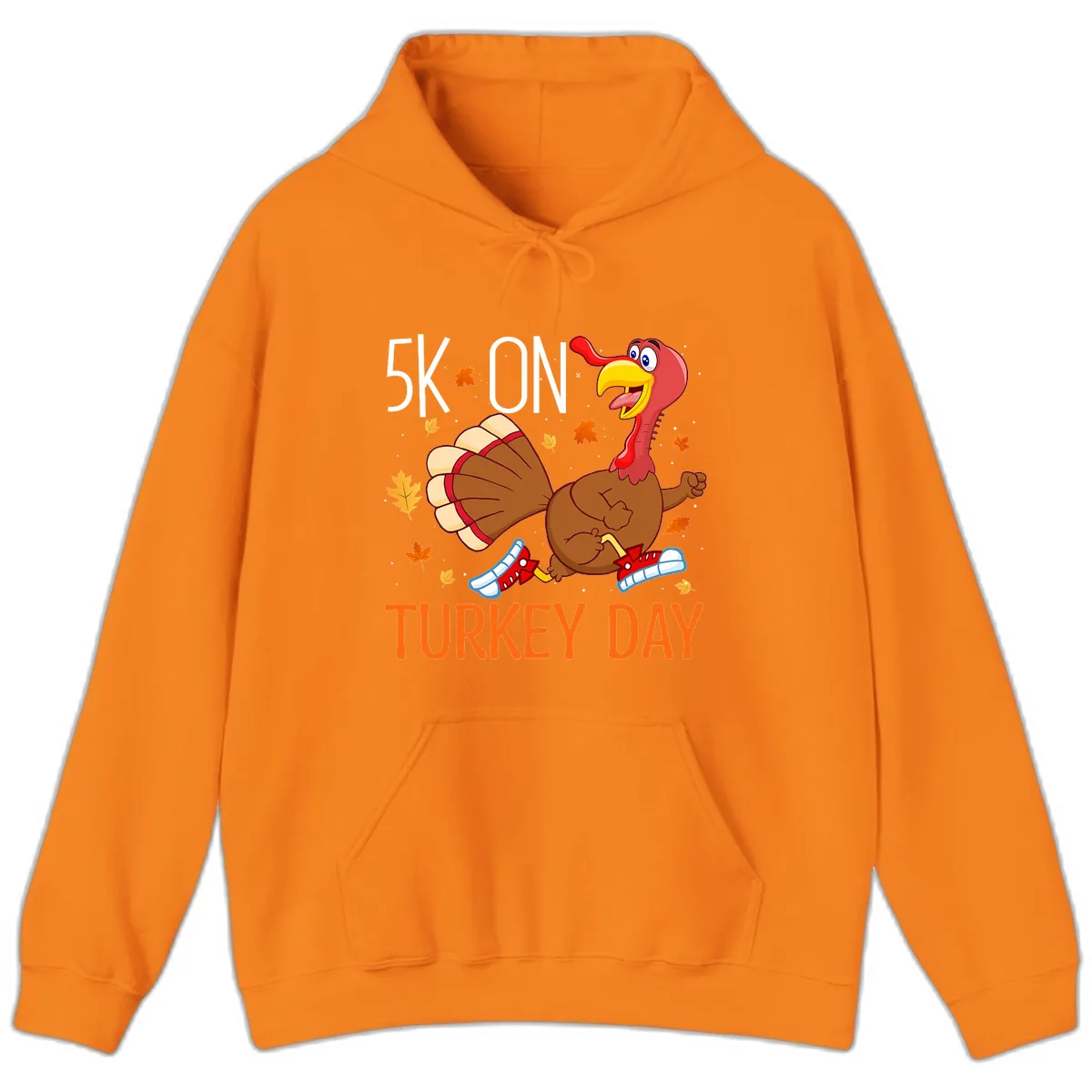 5k On Turkey Day Running Turkey Hoodie in Safety Orange