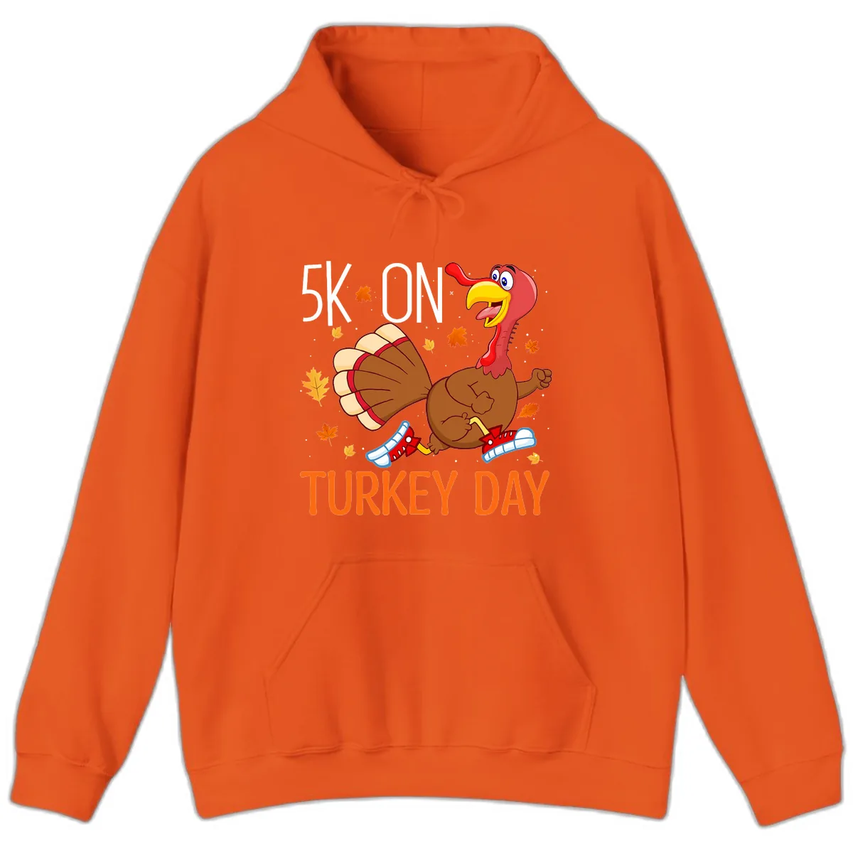 5k On Turkey Day Running Turkey Hoodie in Orange