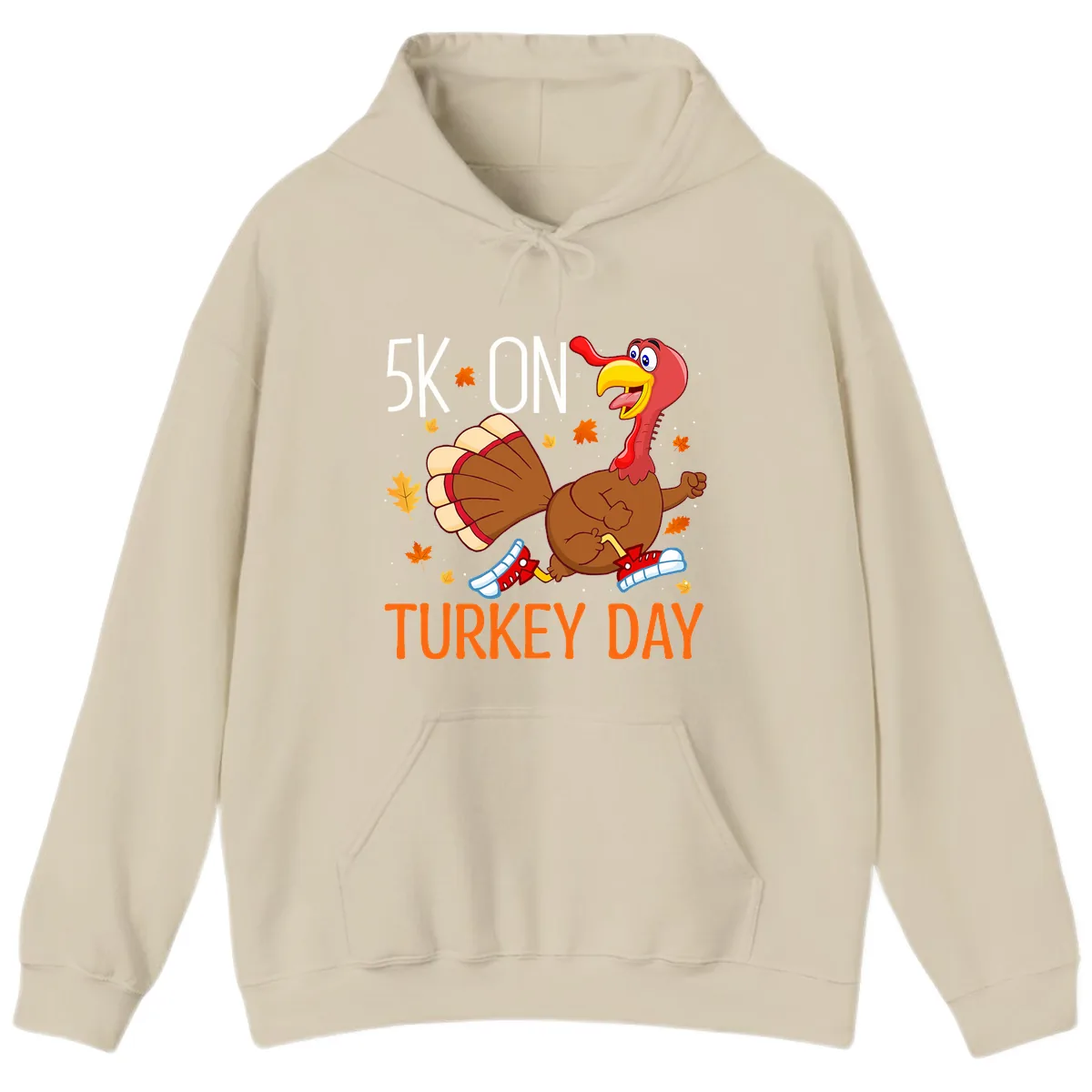 5k On Turkey Day Running Turkey Hoodie in Sand