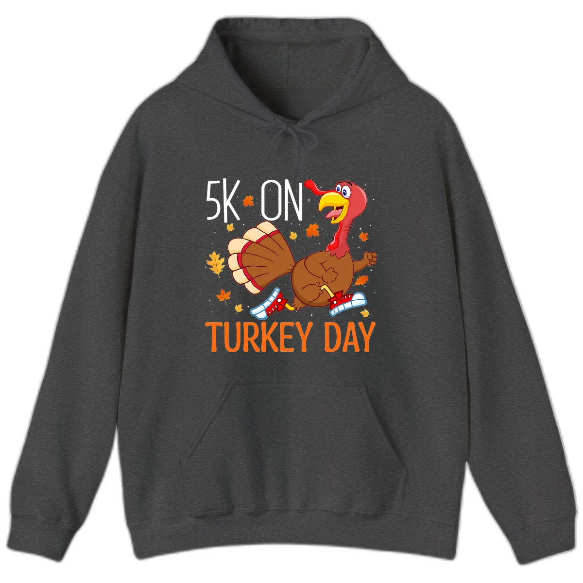 5k On Turkey Day Running Turkey Hoodie in Dark Heather