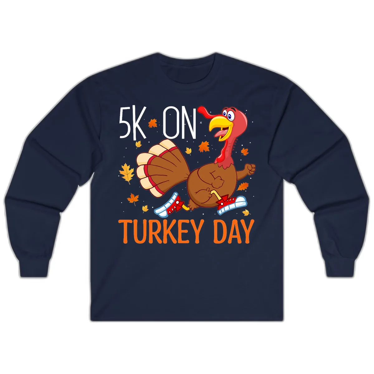 5k On Turkey Day Running Turkey Long Sleeve in Navy
