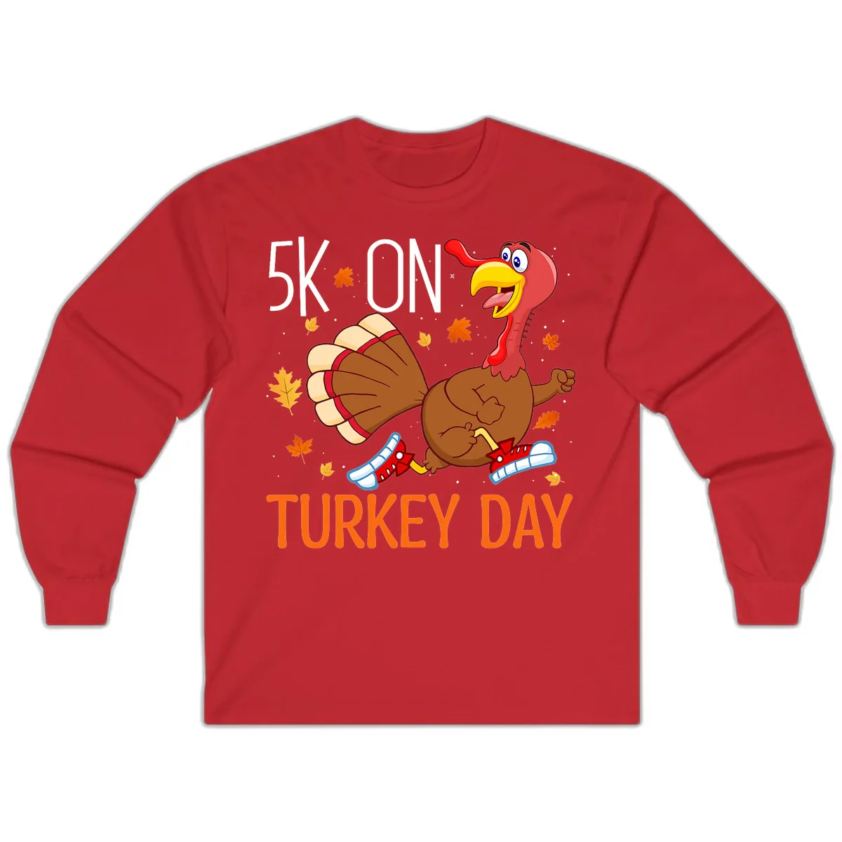 5k On Turkey Day Running Turkey Long Sleeve in Red