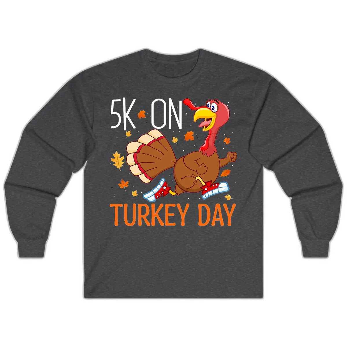 5k On Turkey Day Running Turkey Long Sleeve in Dark Heather