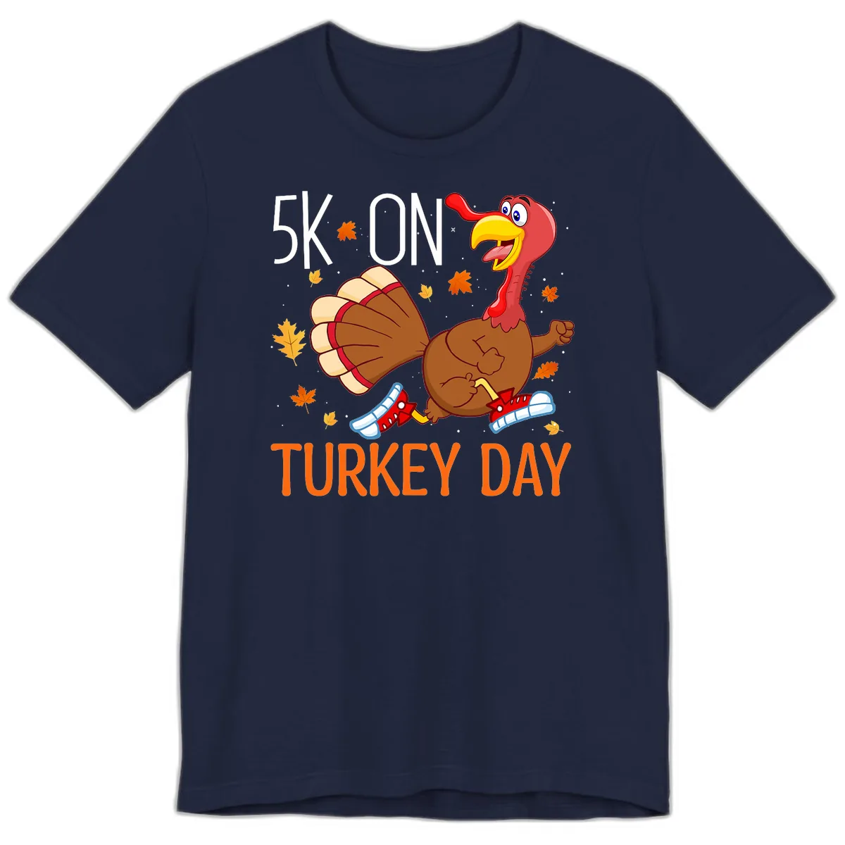 5k On Turkey Day Running Turkey Premium T-Shirt in Navy