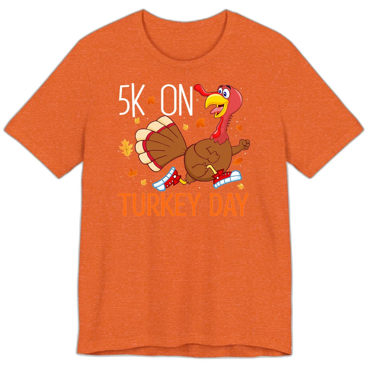 5k On Turkey Day Running Turkey Premium T-Shirt in Heather Orange