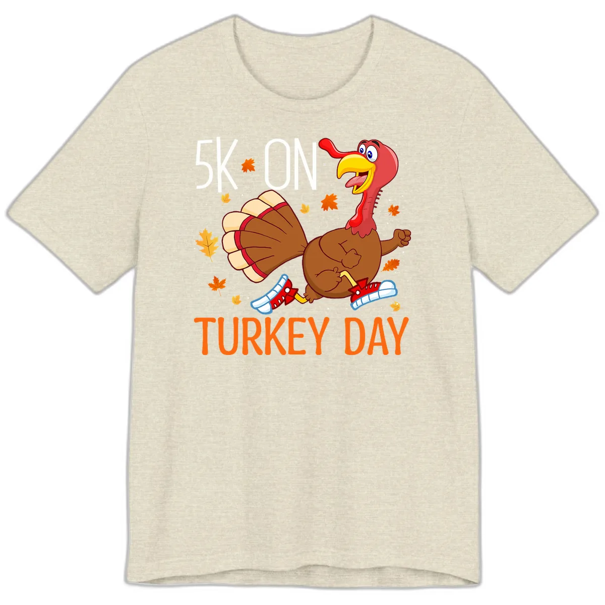 5k On Turkey Day Running Turkey Premium T-Shirt in Heather Prism Natural