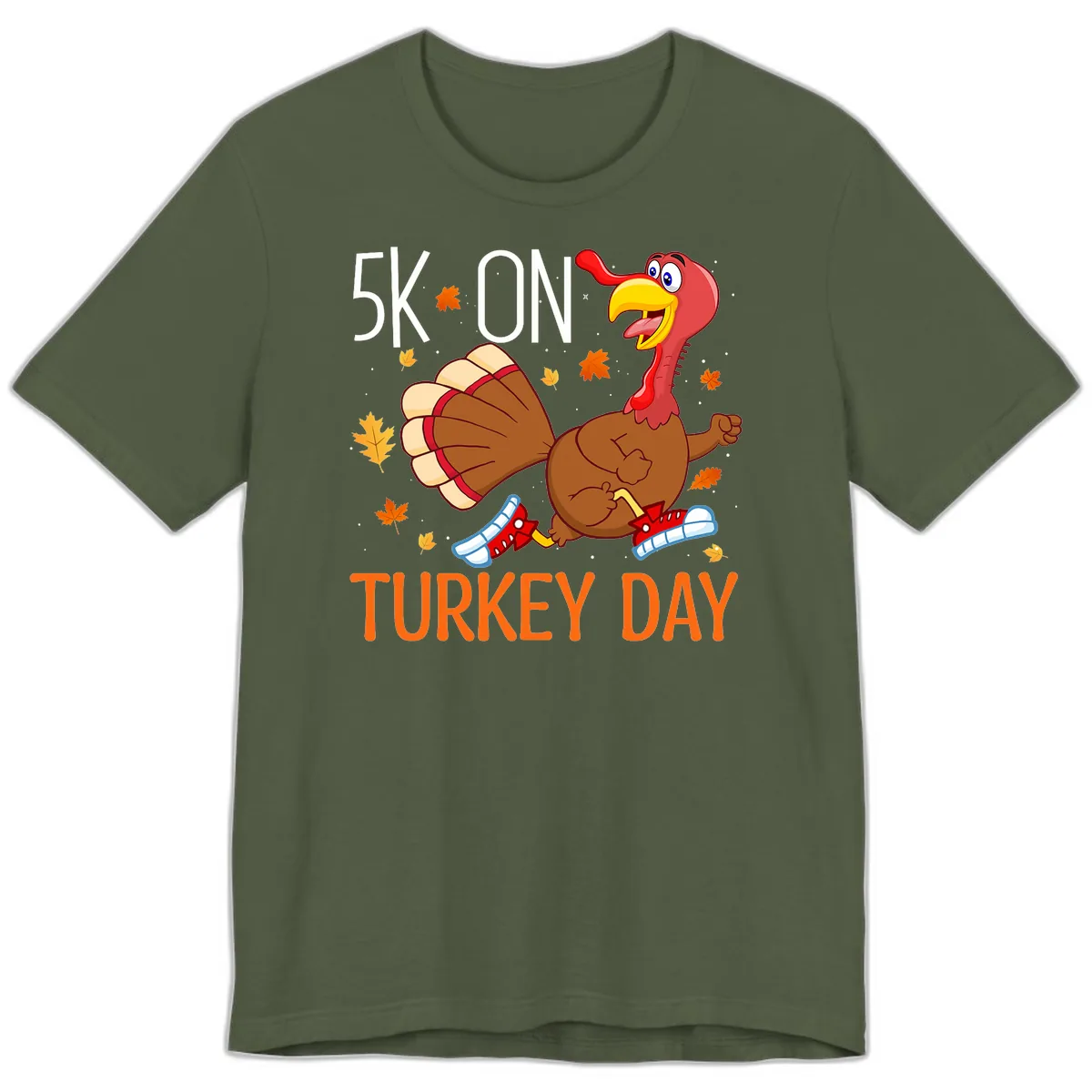5k On Turkey Day Running Turkey Premium T-Shirt in Military Green