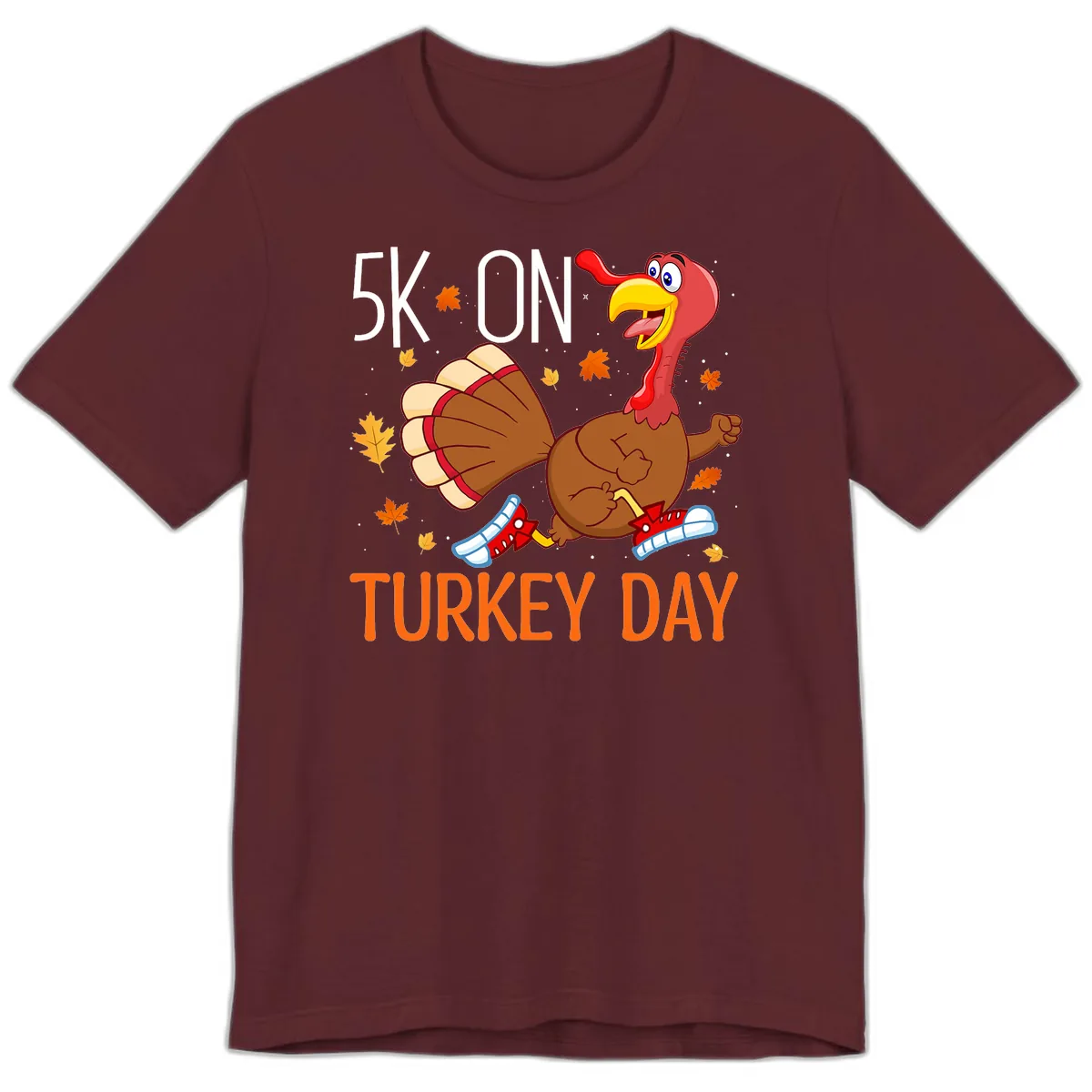 5k On Turkey Day Running Turkey Premium T-Shirt in Maroon